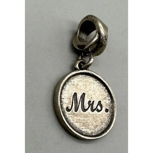 "Mrs" Bridal Charm 925 Sterling Silver Dangle Wedding Gift 1 in - Picture 4 of 10